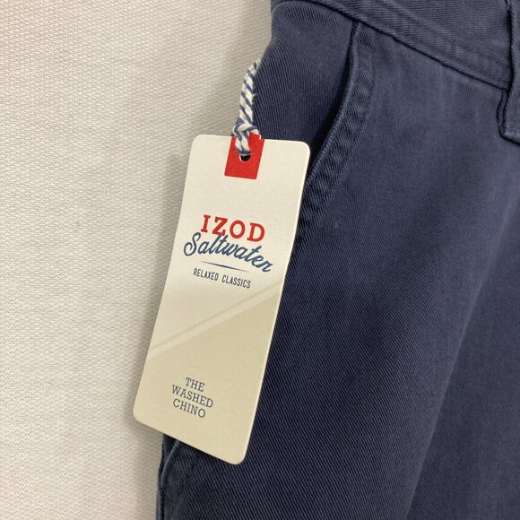 New IZOD Navy size 42 Flat Front Saltwater Twill Shorts Summer Outdoor Golf - Picture 3 of 12